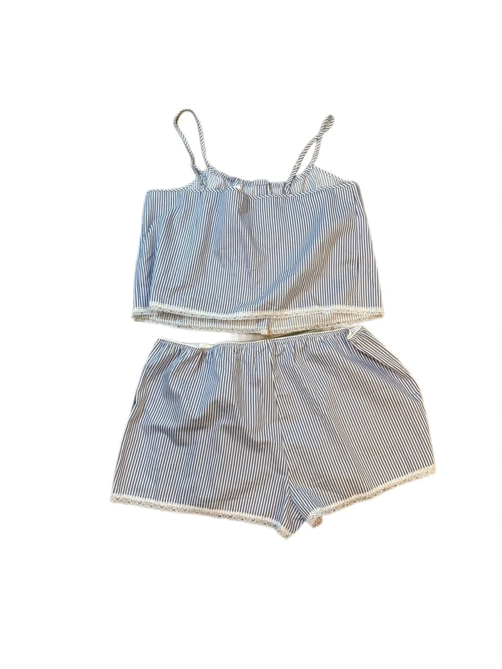 Joyspun Blue White Striped Cotton Cami Shorts Pajama Set XL